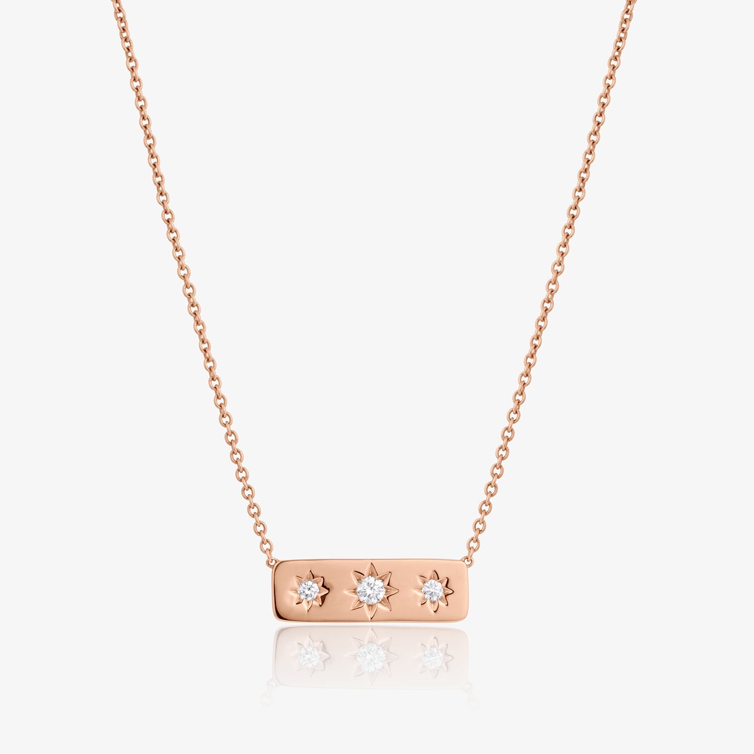 Triple Star Diamond Bar Necklace