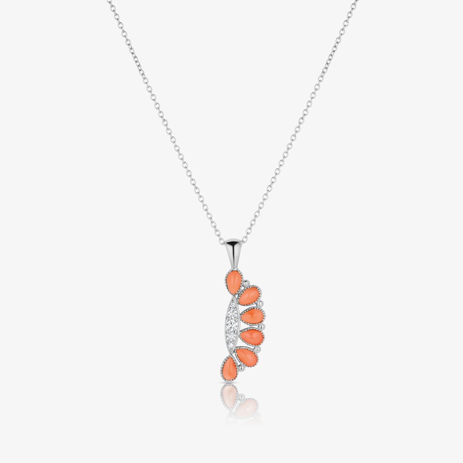 Pink Coral Diamond Pendant Necklace