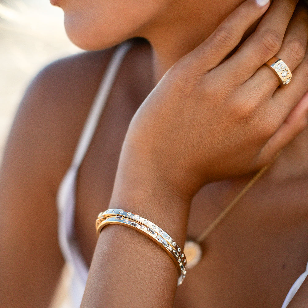 Geo Blue Topaz Diamond Bangle