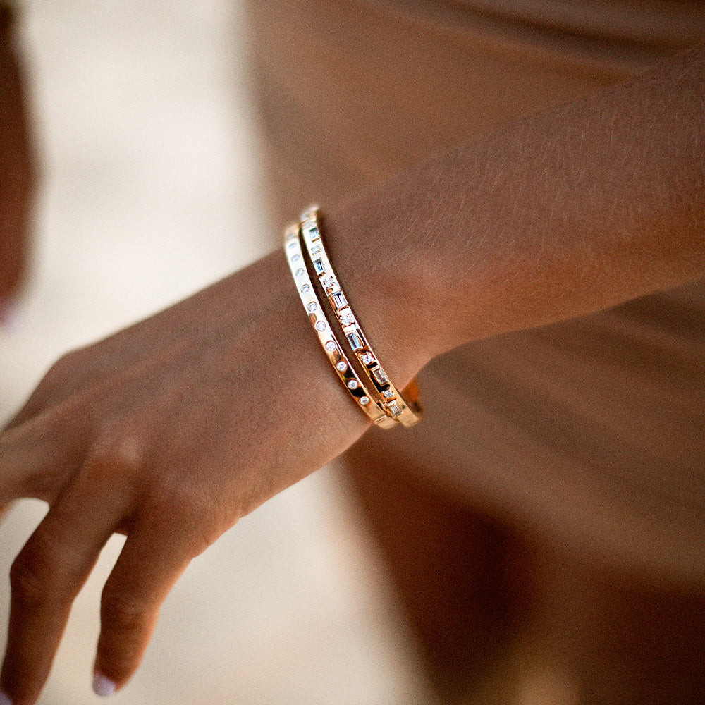 Geo Blue Topaz Diamond Bangle