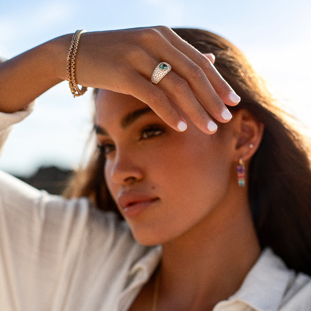 June Bombe Mint Tourmaline Pave Ring