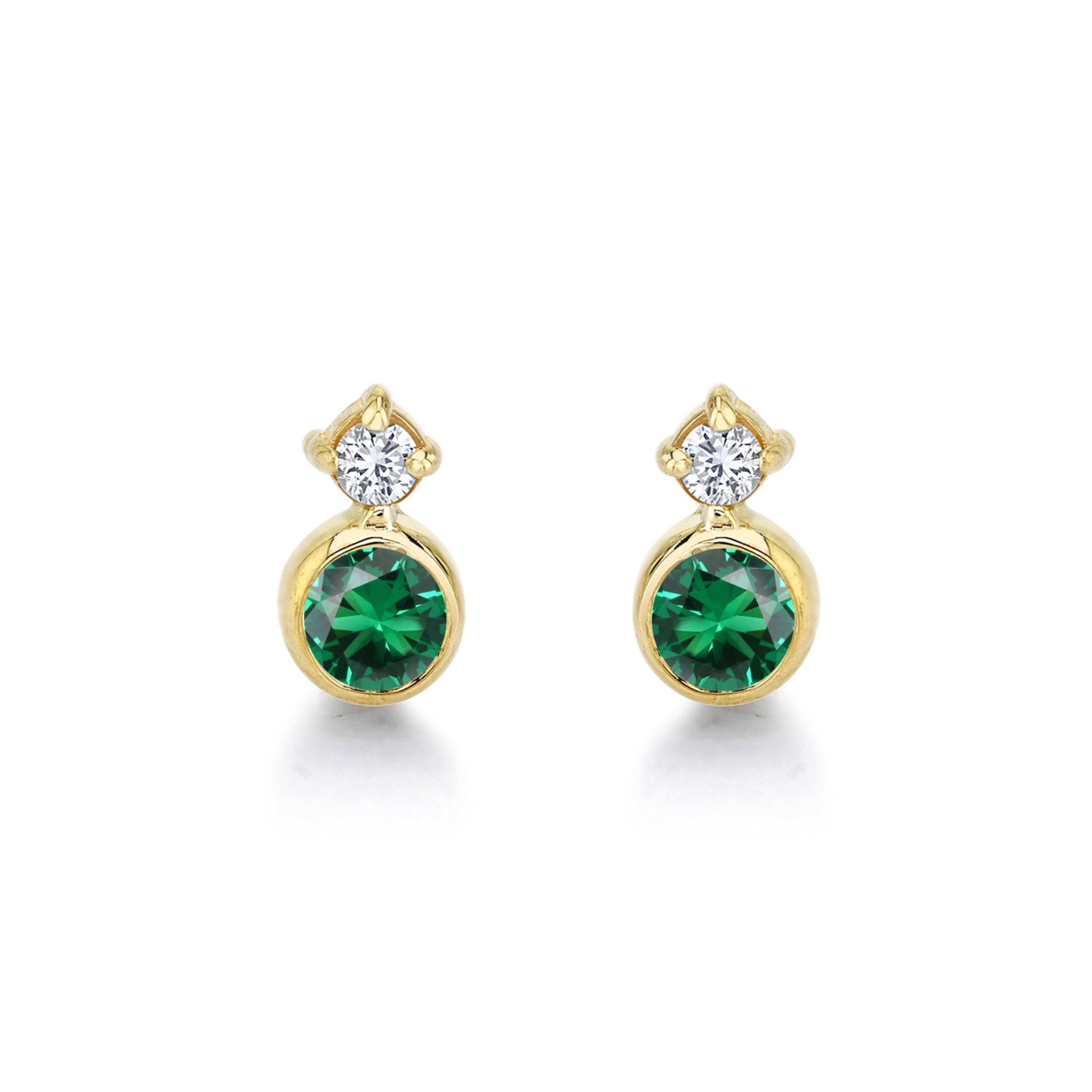 Baby Huntress Emerald Diamond Studs