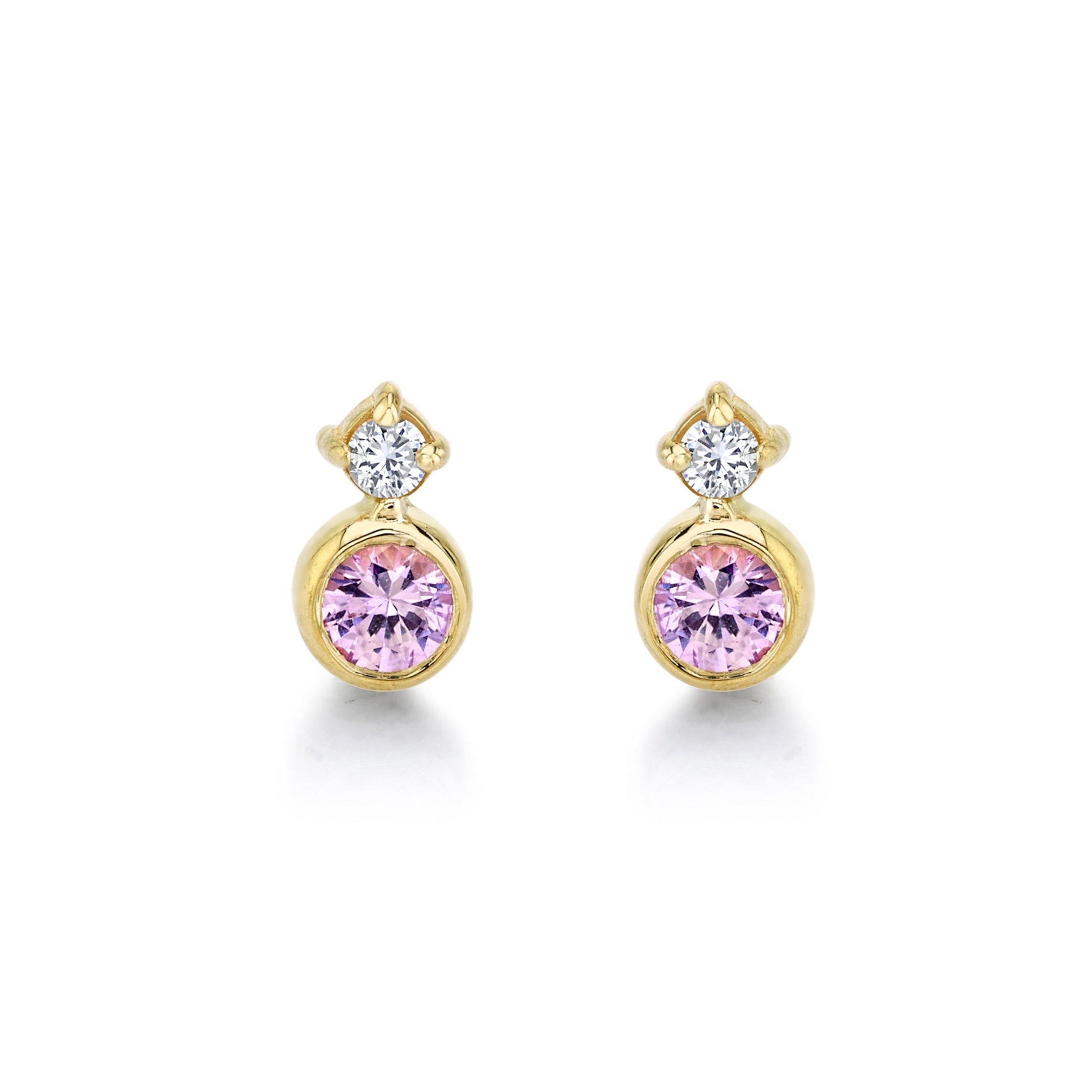 Pink Sapphire Diamond Studs