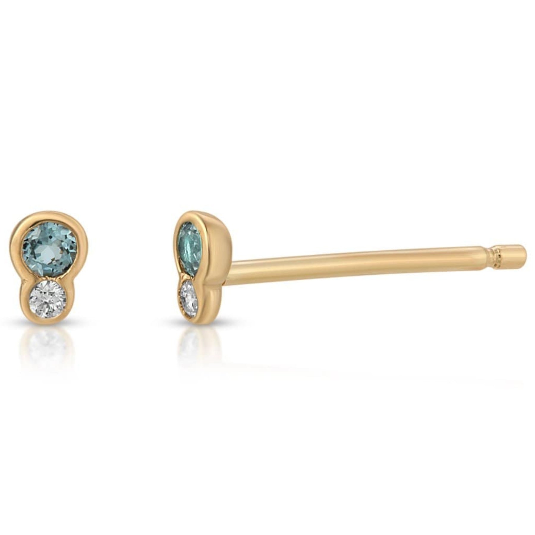 Blue Topaz Diamond Gold Studs