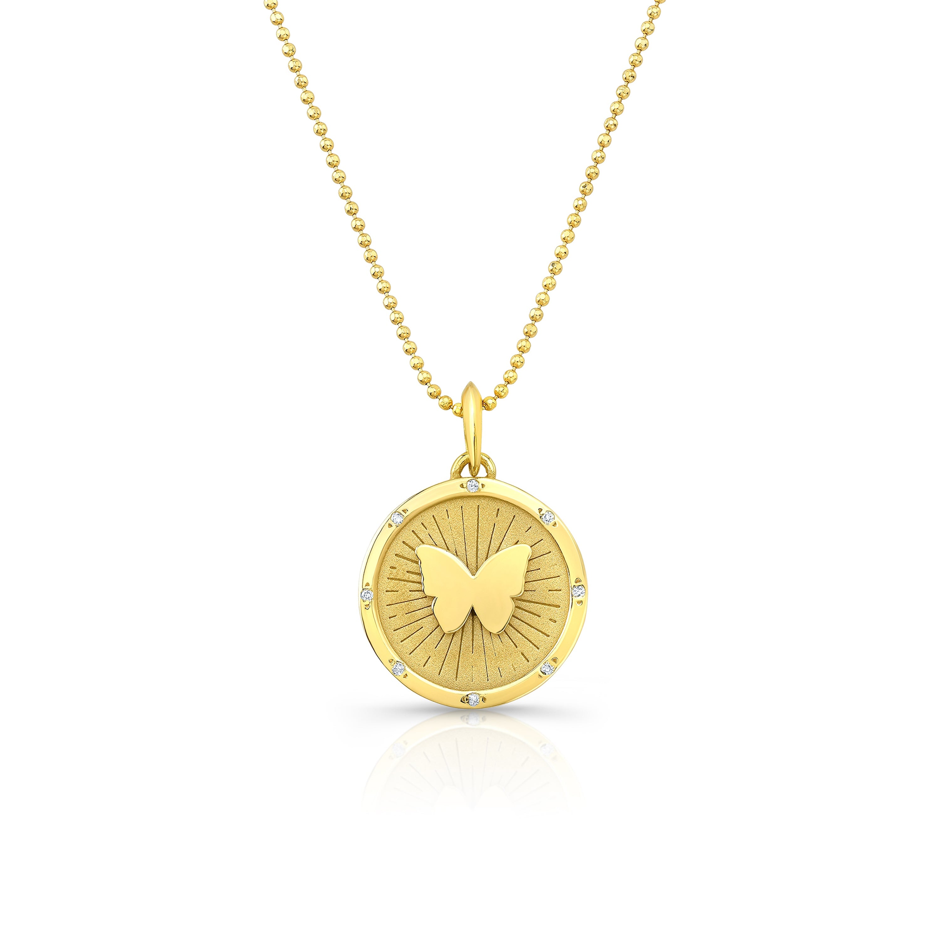 Butterfly Medallion 14K Gold VS1 Diamond Pendant