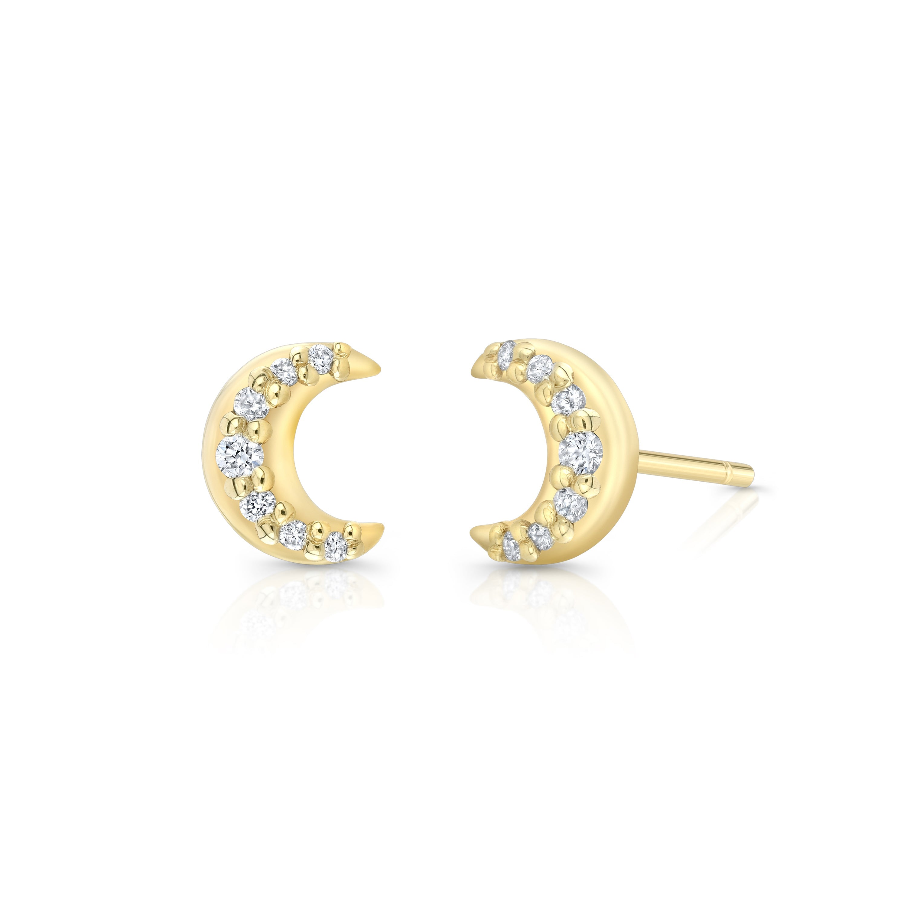 Crescent Moon Diamond Studs