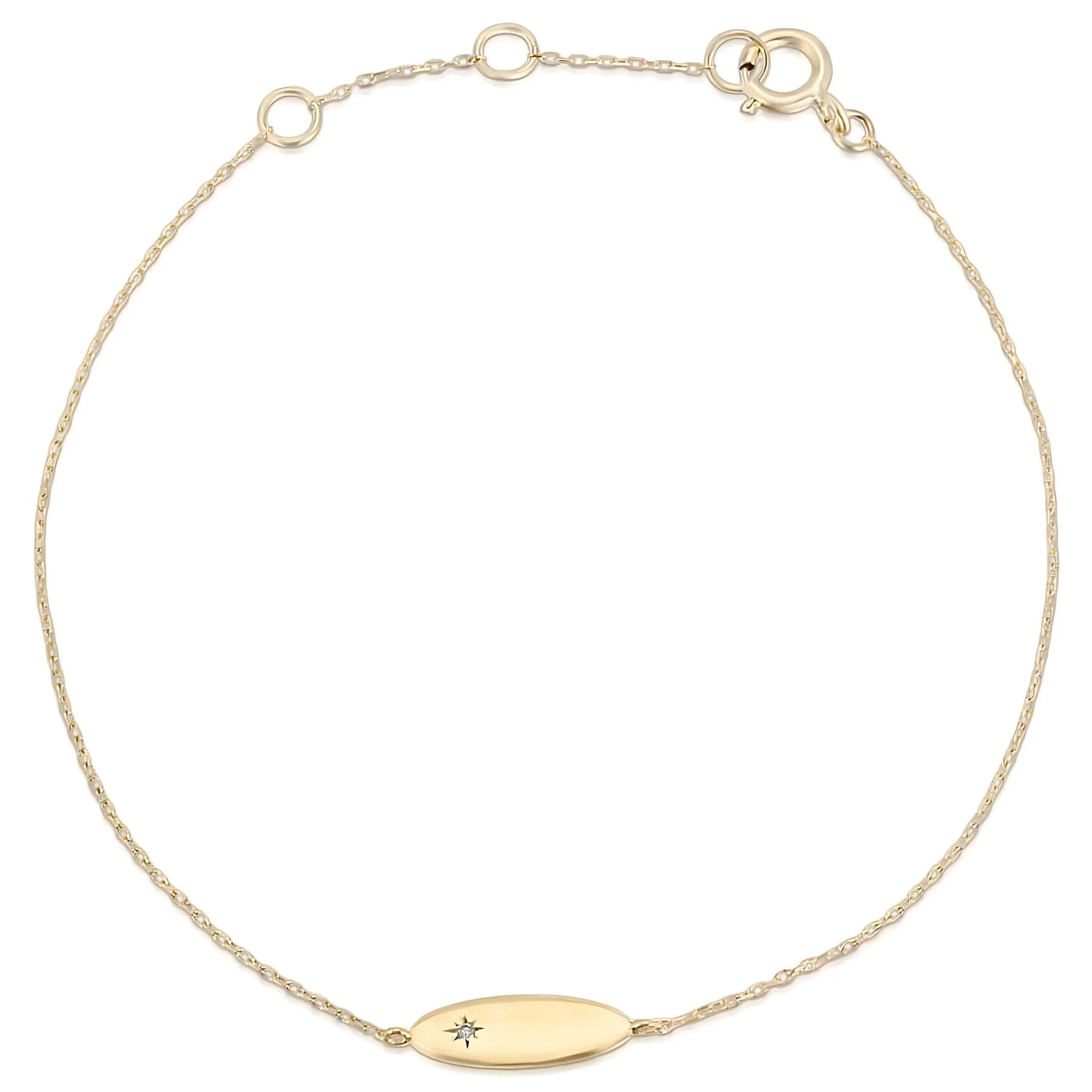 Diamond Gold Oval ID  Bracelet