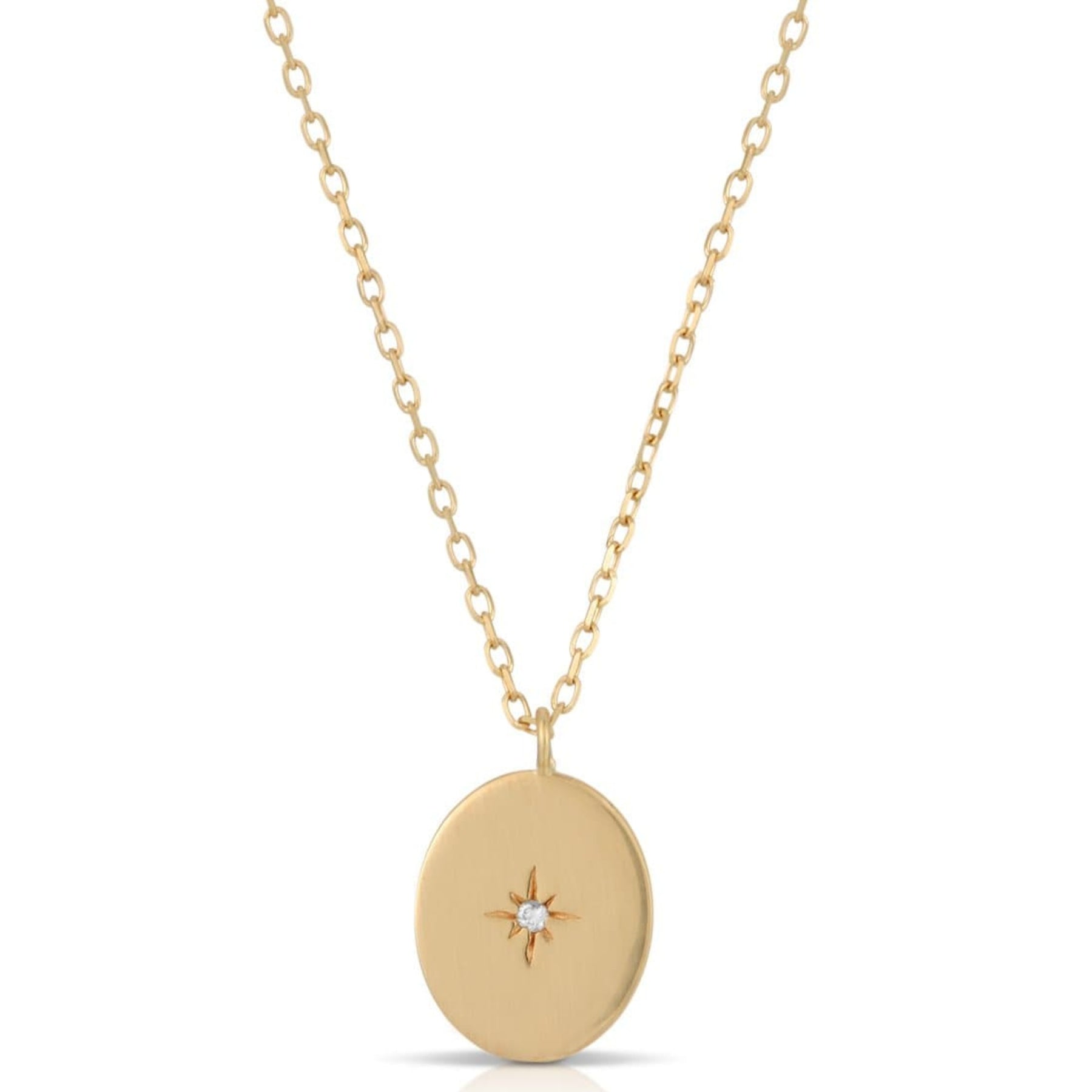 Diamond Starburst Gold Oval Pendant