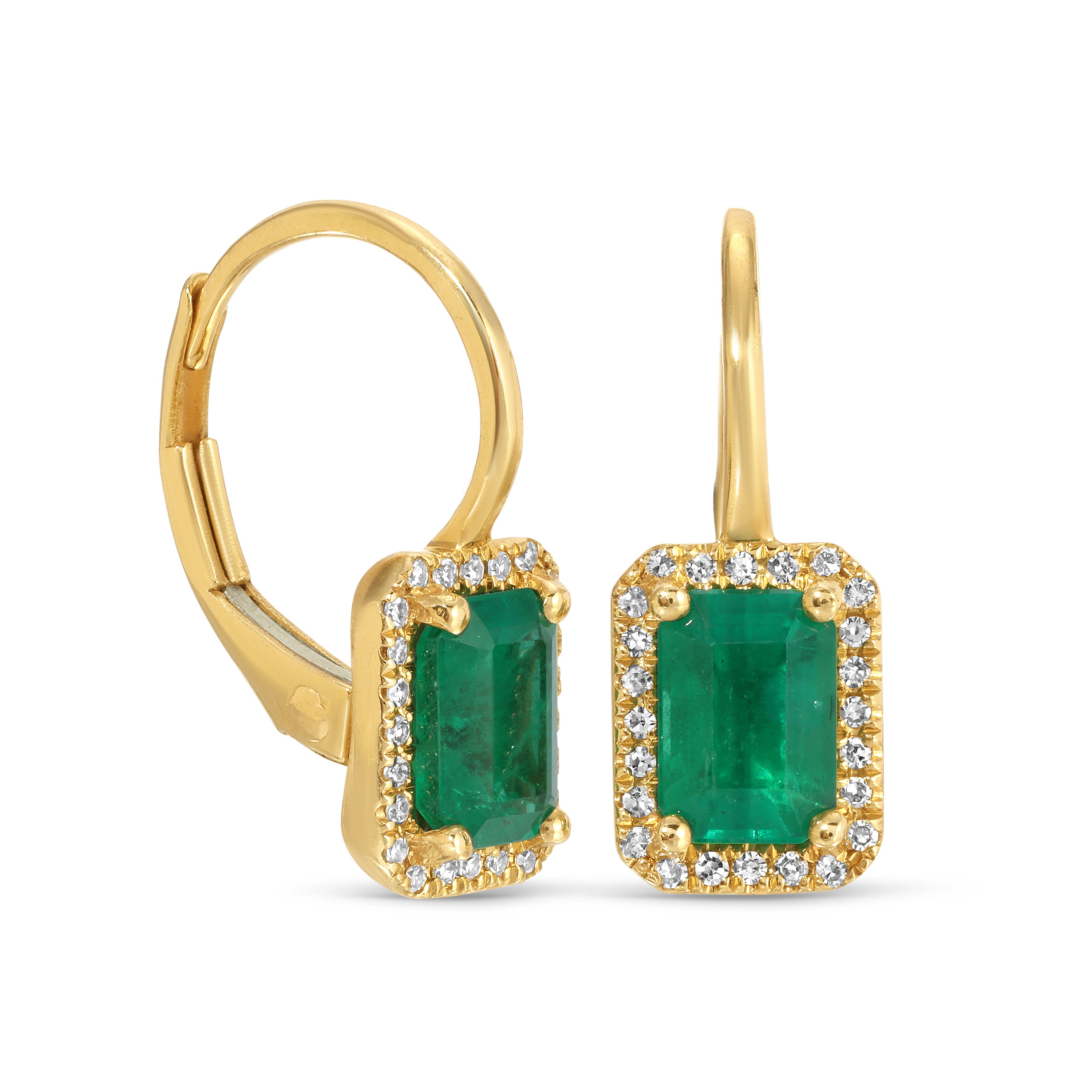 Emerald Halo Earrings with Diamond Accent – Timeless Classic