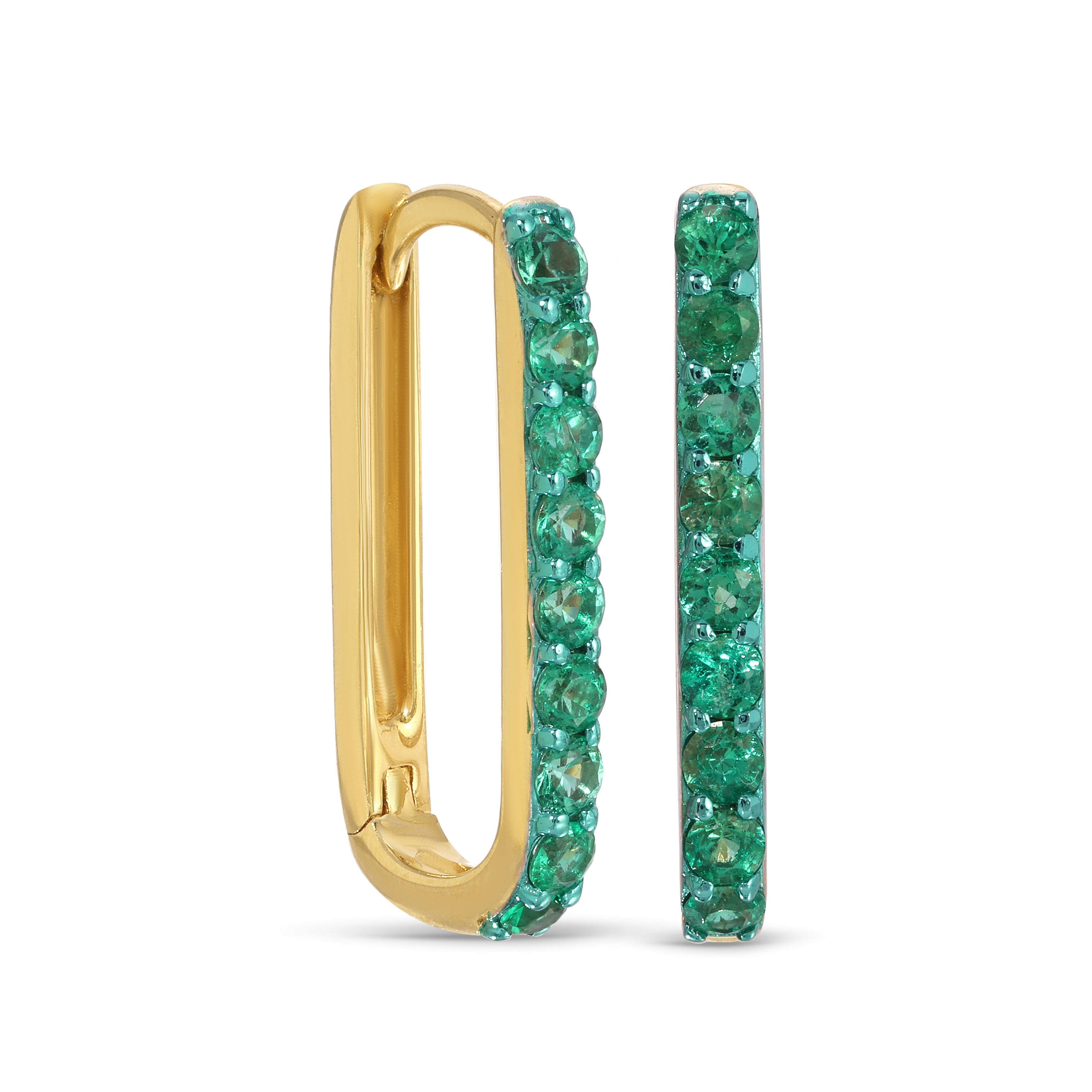 Emerald Hoop Earrings – Modern Elegance with a Touch of Green