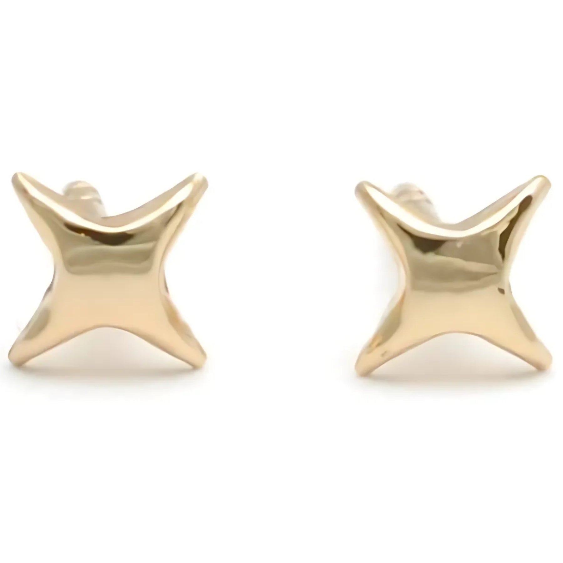 Four Point Yellow Gold Twinkling Star Studs