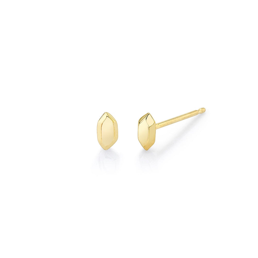 14K Gold Faceted Studs Earrings