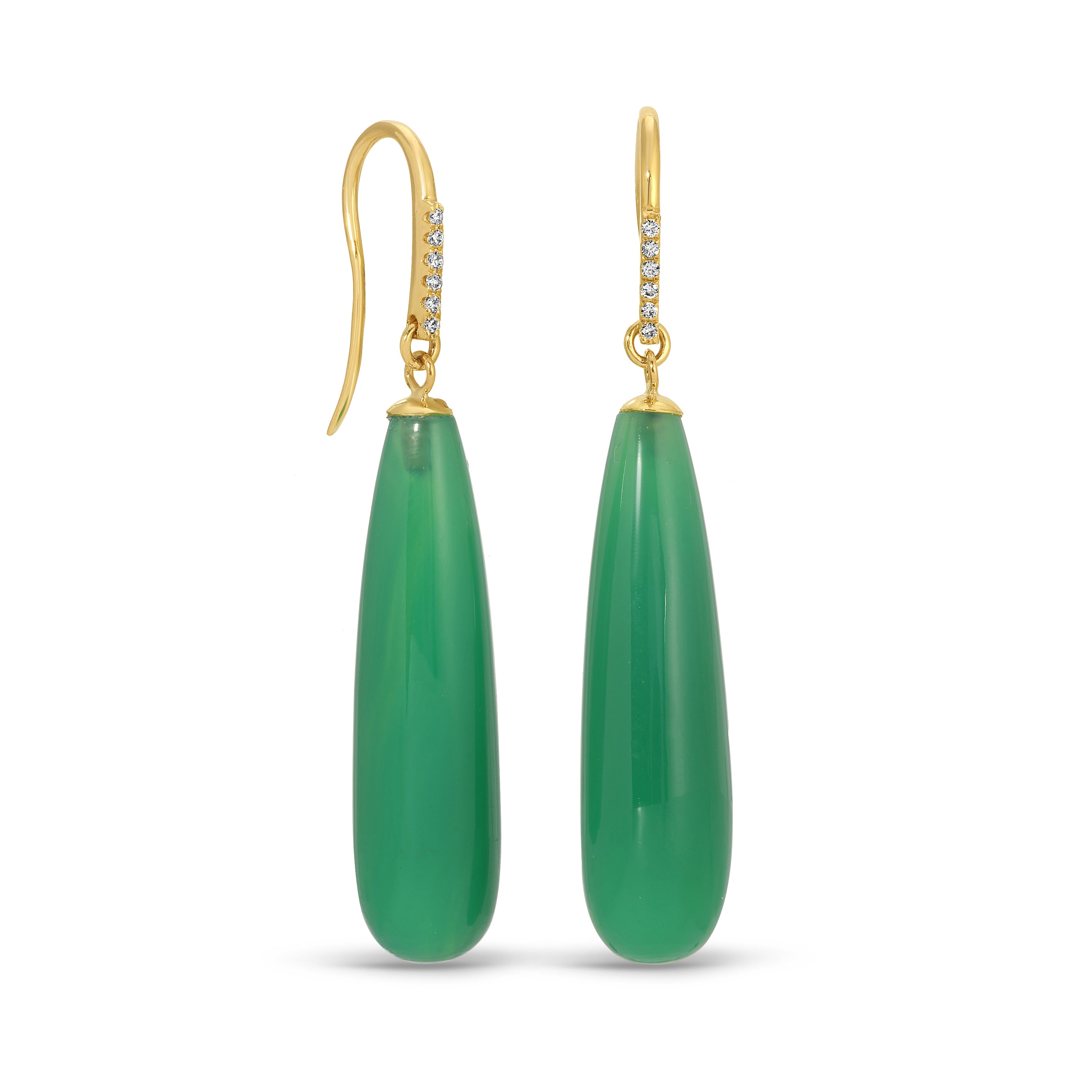 Green Chalcedony Drop Earrings – Elegant Simplicity and Timeless Beauty