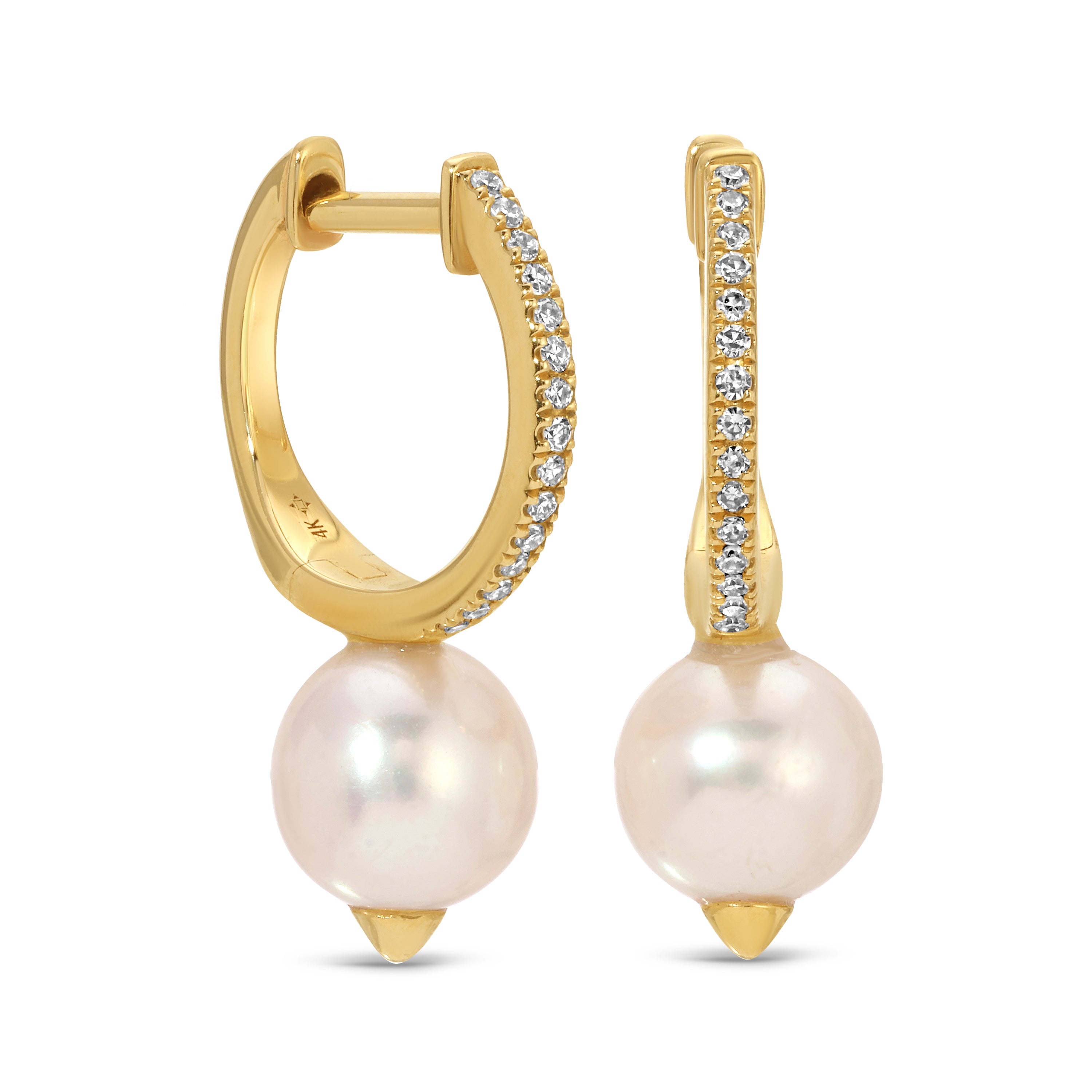 Pearl and Diamond Huggie Earrings – Classic Touch of Elegance