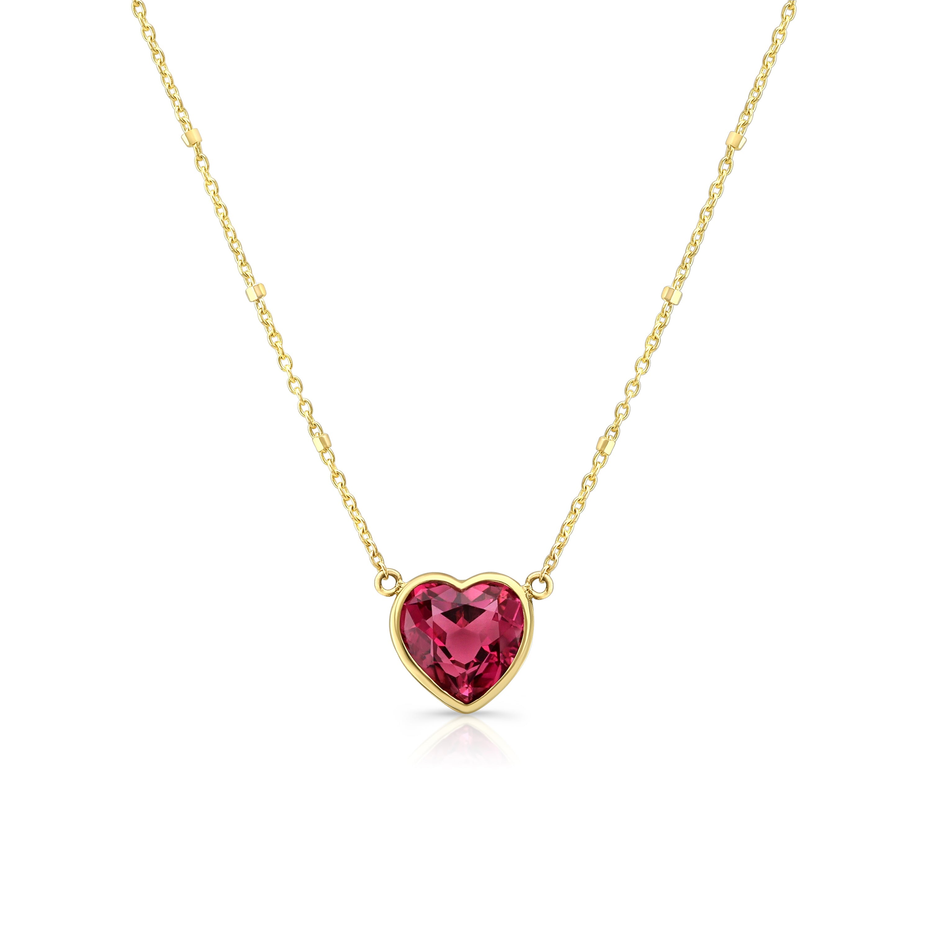 Pink Tourmaline Heart Necklace