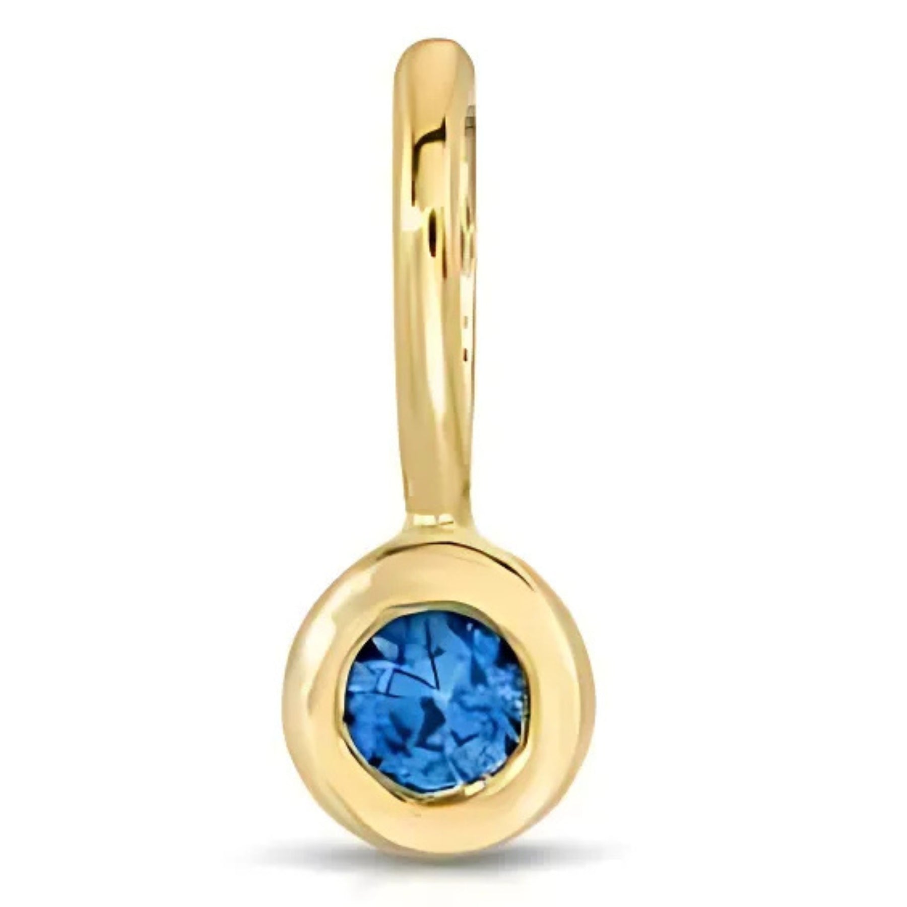 Round Blue Sapphire Gold Charm