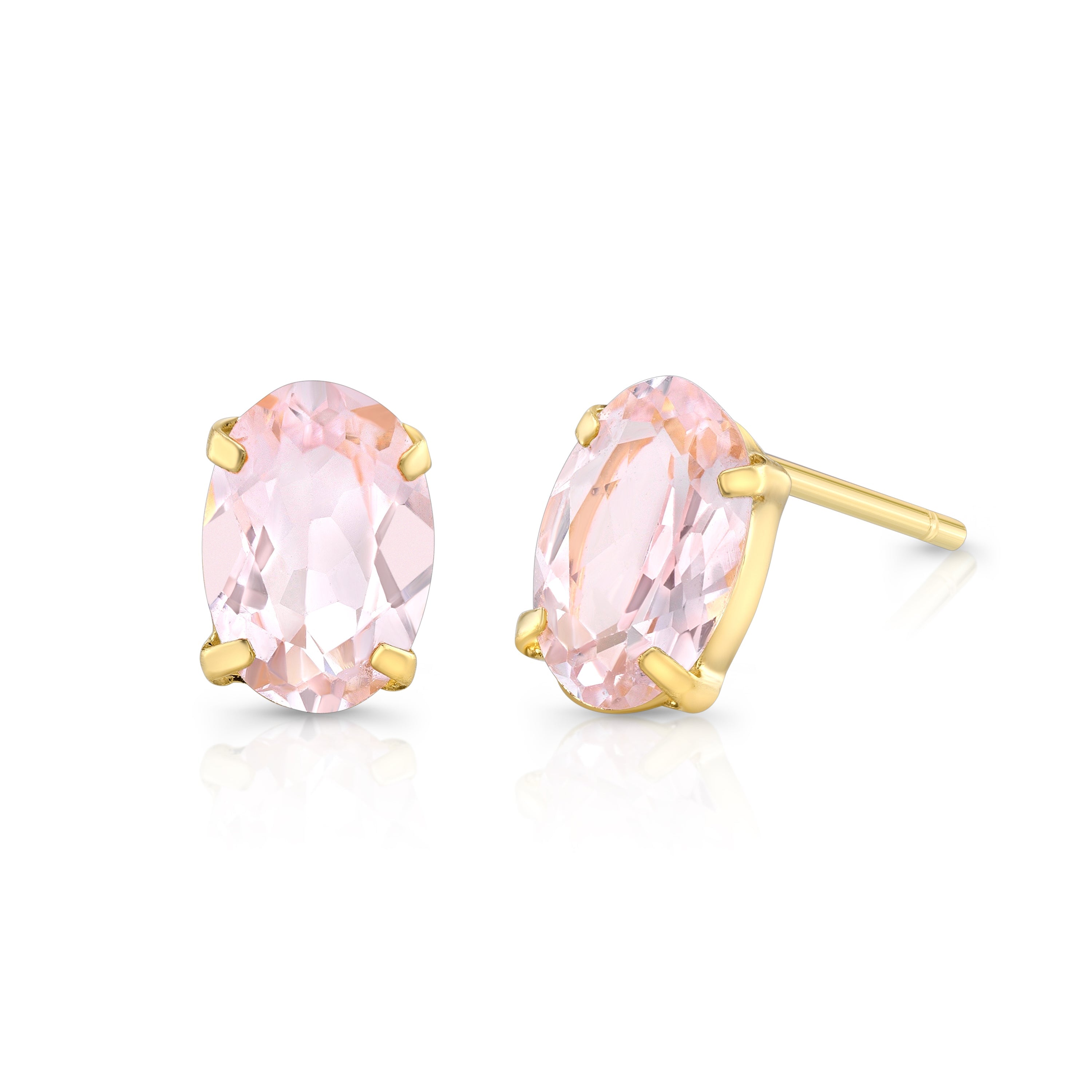 Rue Morganite Stud Earrings 14K Gold