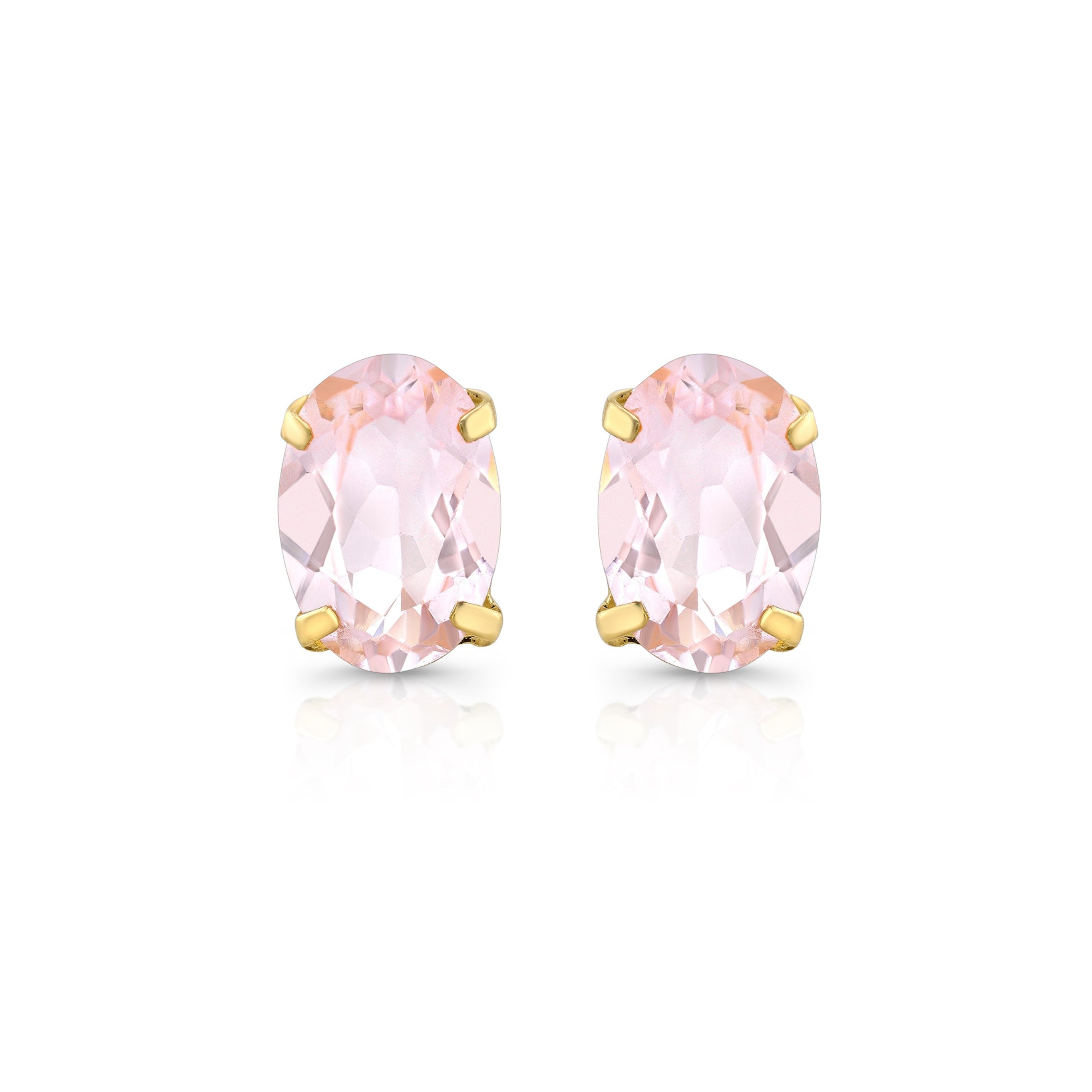 Rue Morganite Stud Earrings 14K Gold