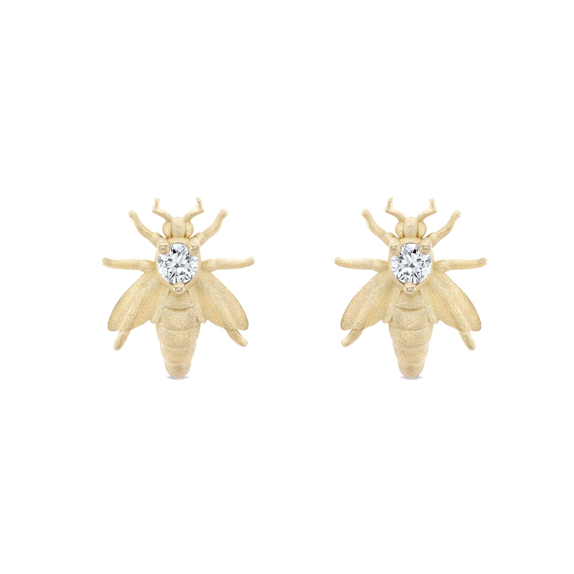 Bee Studs 14K Gold Diamond Earrings