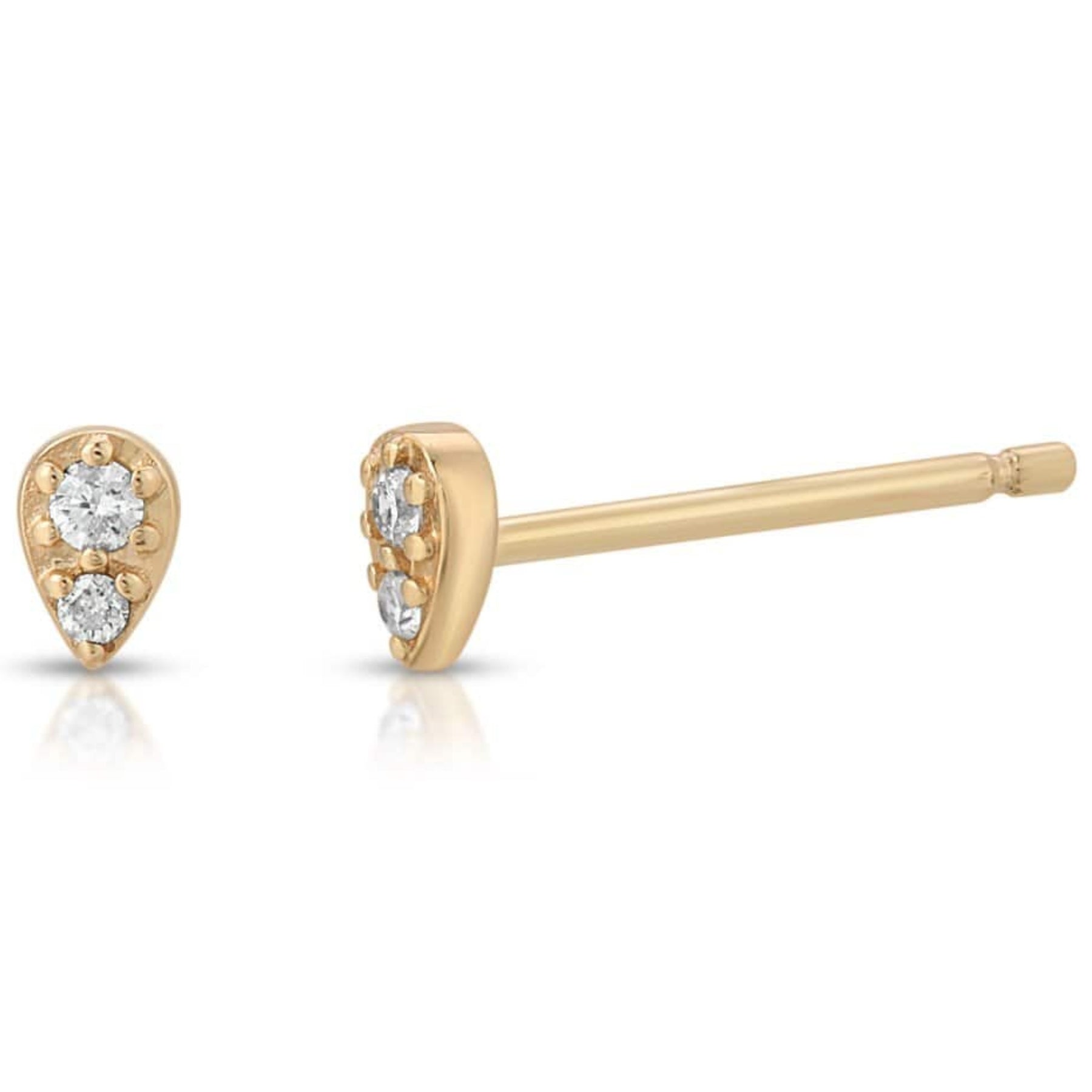 Teardrop Shape Diamond Yellow Gold Studs