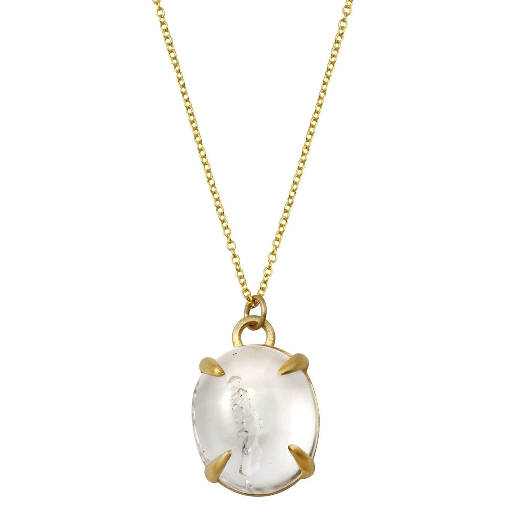 14kt Gold Marquise Moonstone Love Lock Necklace