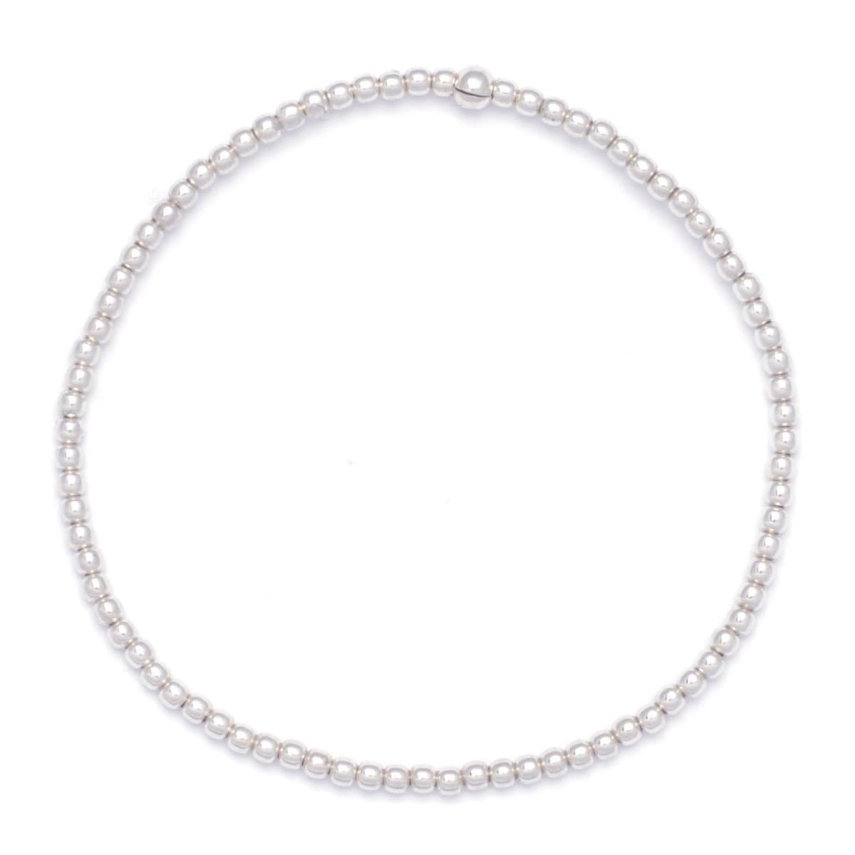 Karen Lazar BRACELETS 2mm Silver Round Bead Elastic Bracelet