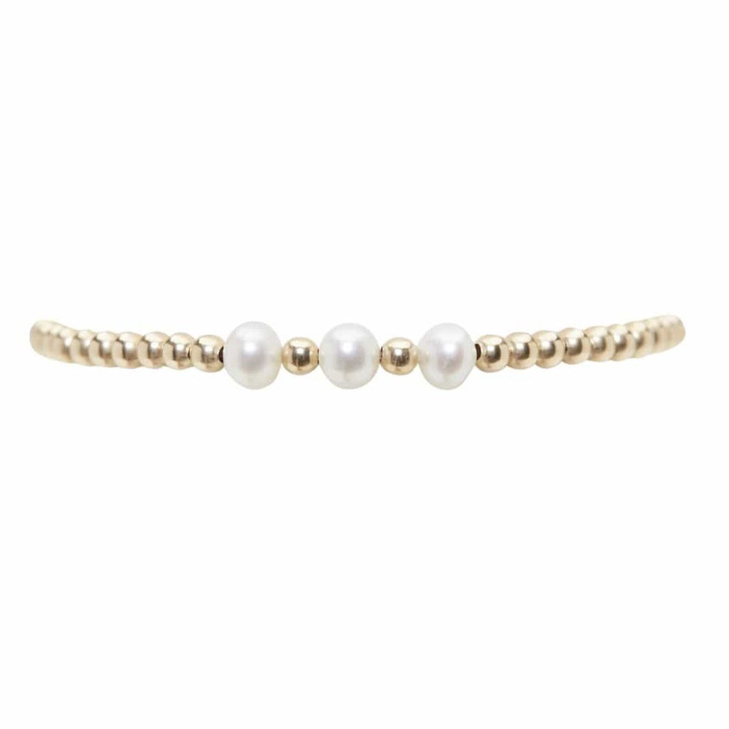 Karen Lazar BRACELETS 3 Pearl Gold Bead Bracelet