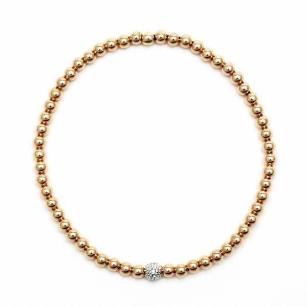 Karen Lazar BRACELETS 3mm Diamond Bead Yellow Gold Stacking Bracelet