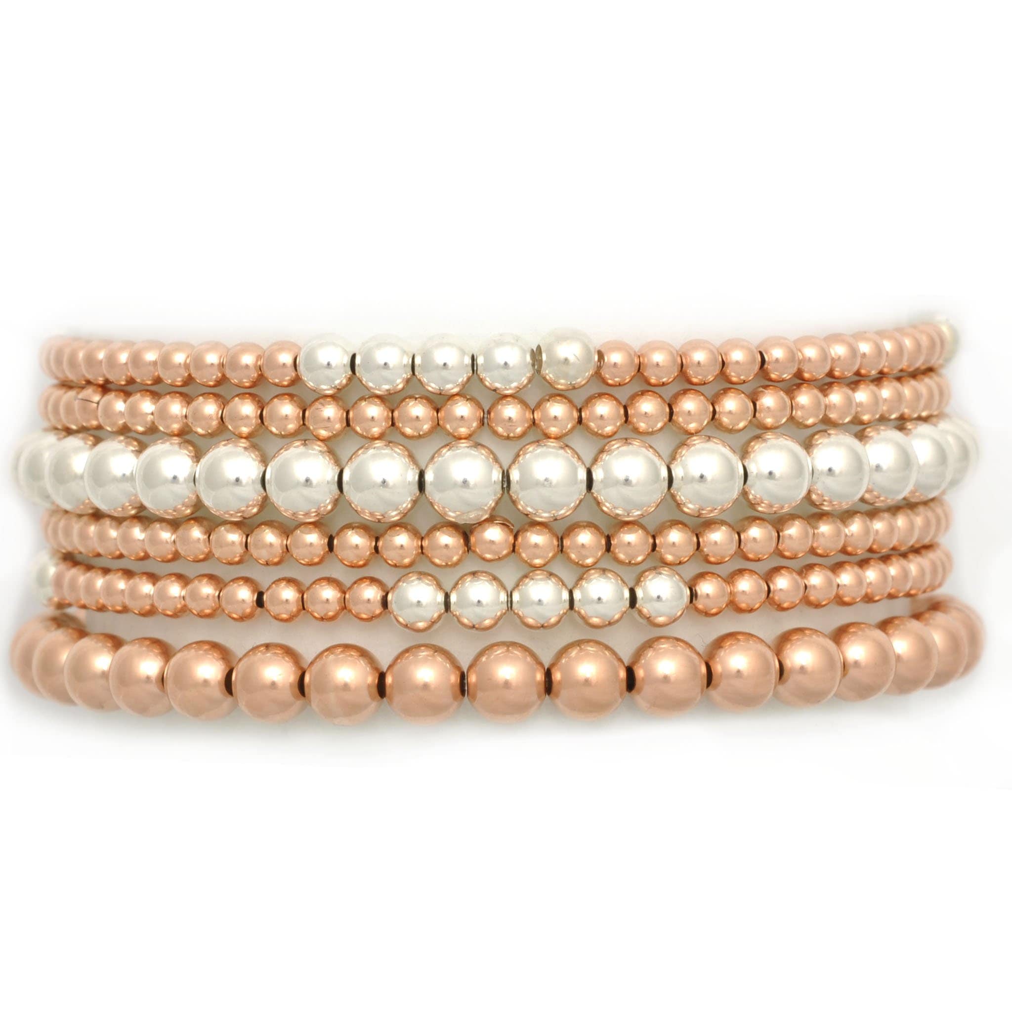 Karen Lazar BRACELETS 3mm Two Tone Rose Gold and Silver Round Beaded Bracelet