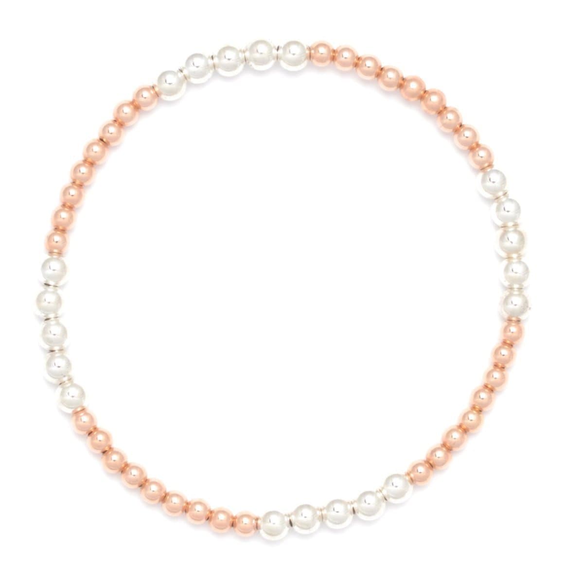 Karen Lazar BRACELETS 3mm Two Tone Rose Gold and Silver Round Beaded Bracelet