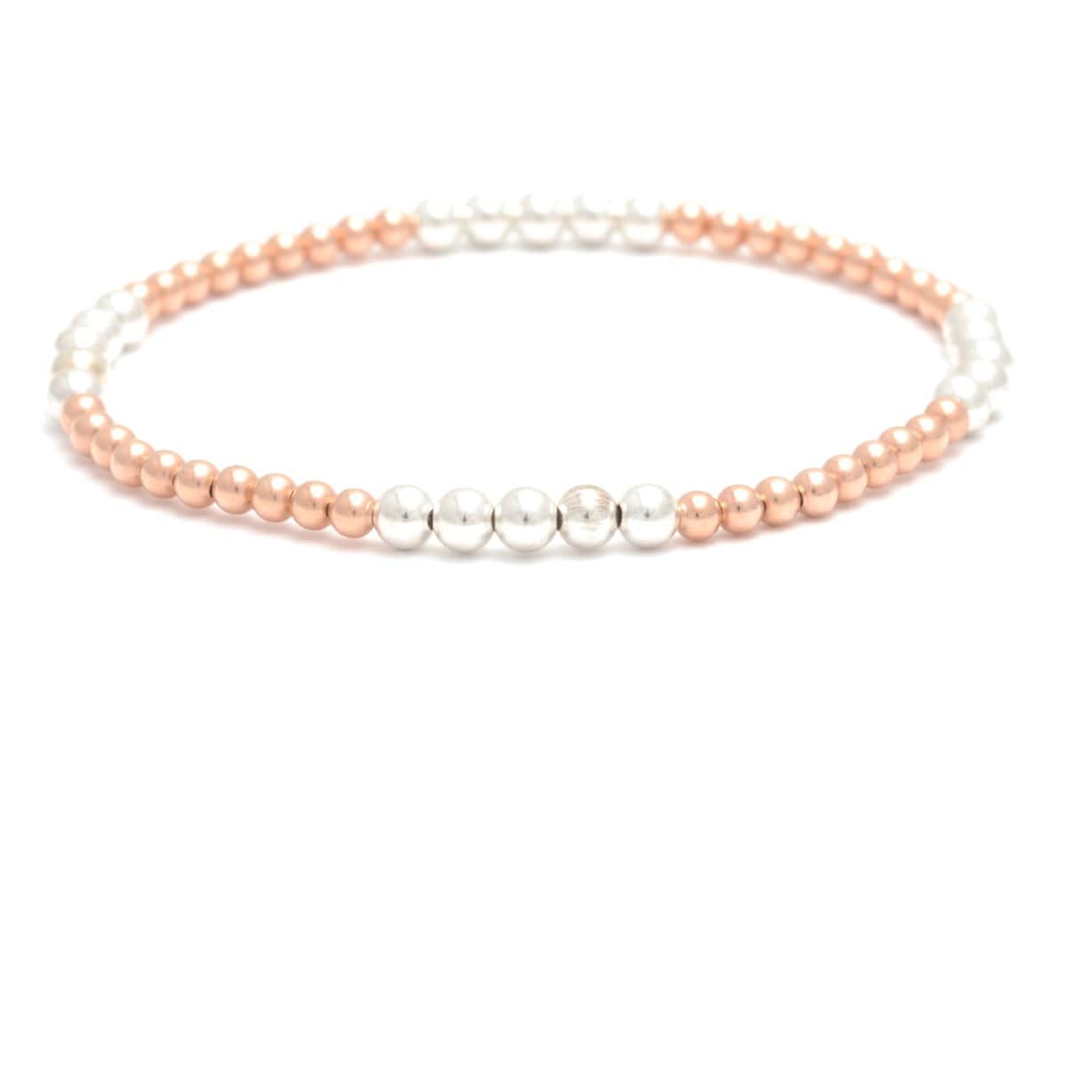 Karen Lazar BRACELETS 3mm Two Tone Rose Gold and Silver Round Beaded Bracelet