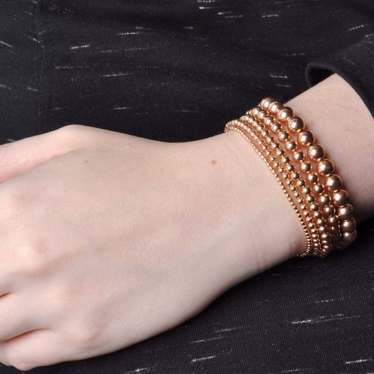 Karen Lazar BRACELETS 7mm Rose Gold Bead Layering Bracelet