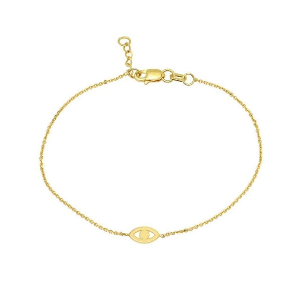 CAITLIN NICOLE JEWELRY BRACELETS Mini Evil Eye Cutout 14k Chain Bracelet