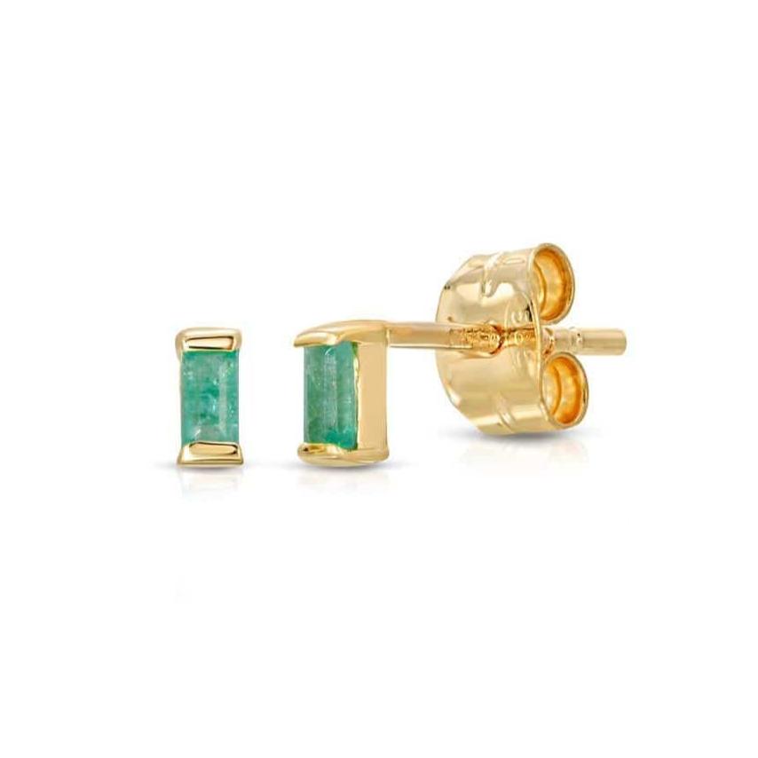 CLA EARRINGS Baguette Emerald Studs