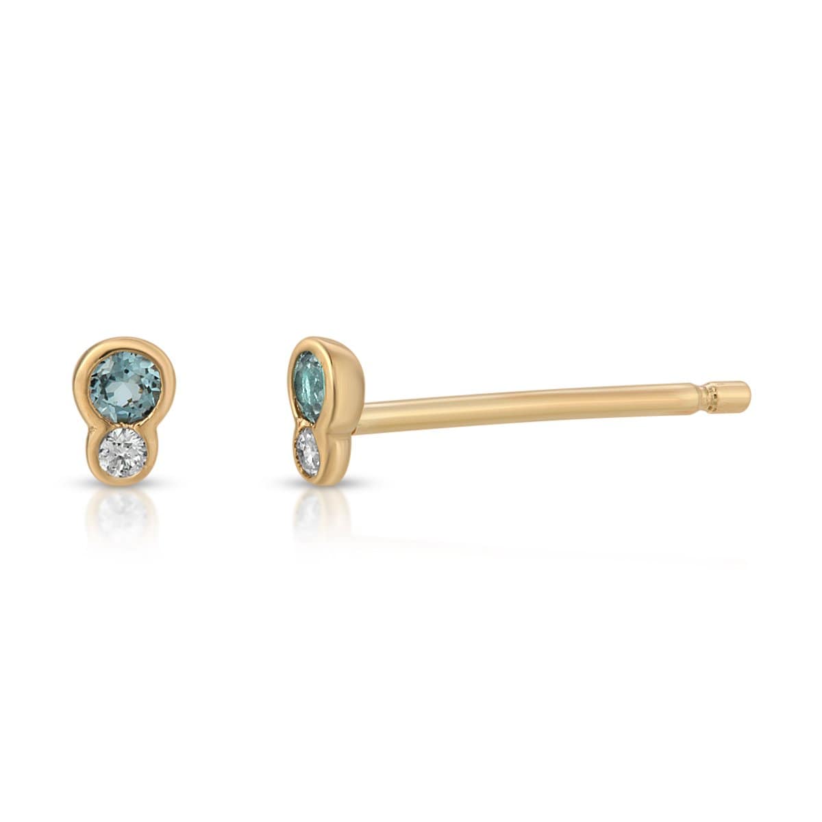 CLA EARRINGS Blue Topaz Diamond Gold Studs