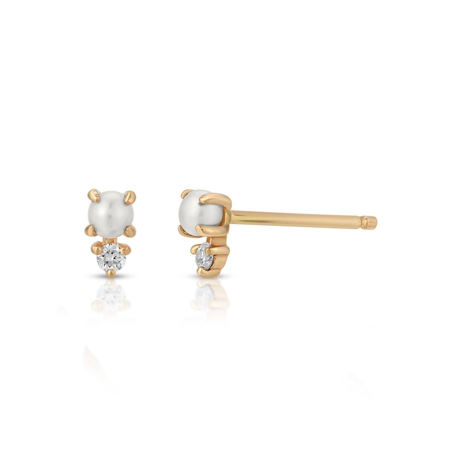 Curated Los Angeles EARRINGS Dainty Diamond Pearl Studs