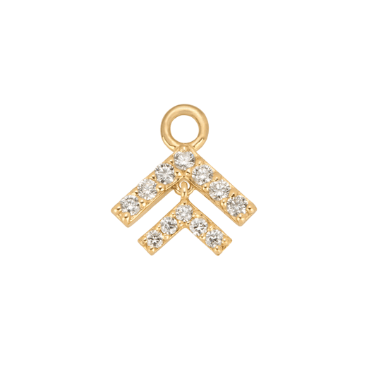 HANNAH G EARRINGS Diamond Chevron Gold Hoop Charm