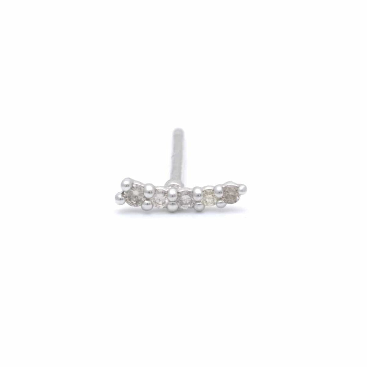 CLA EARRINGS Diamond Curved White Gold Bar Stud