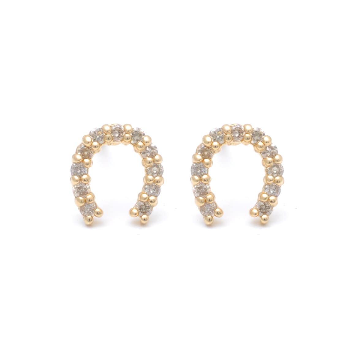 CLA EARRINGS Diamond Horseshoe Yellow Gold Studs