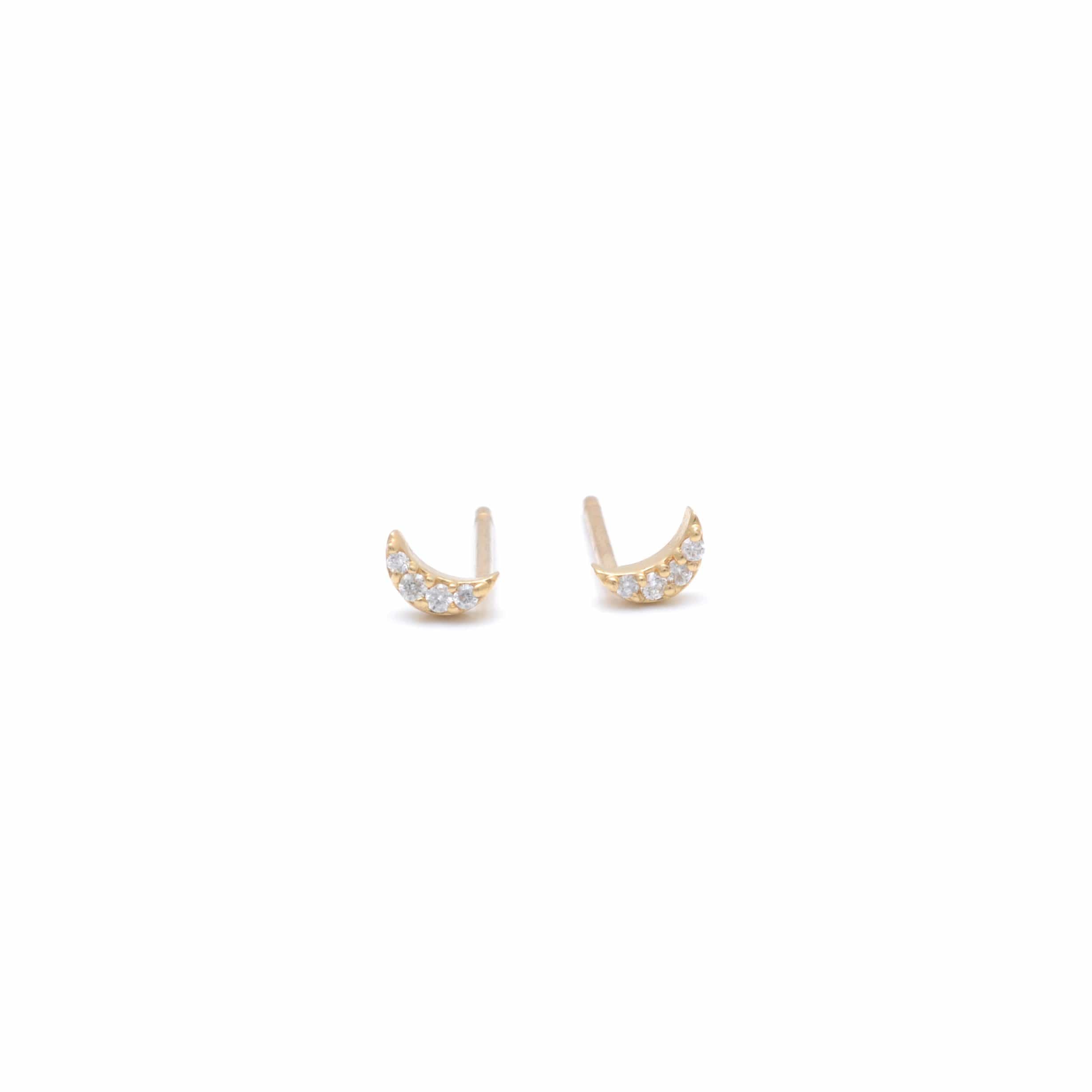 CLA EARRINGS Diamond Mini Crescent Moon Studs