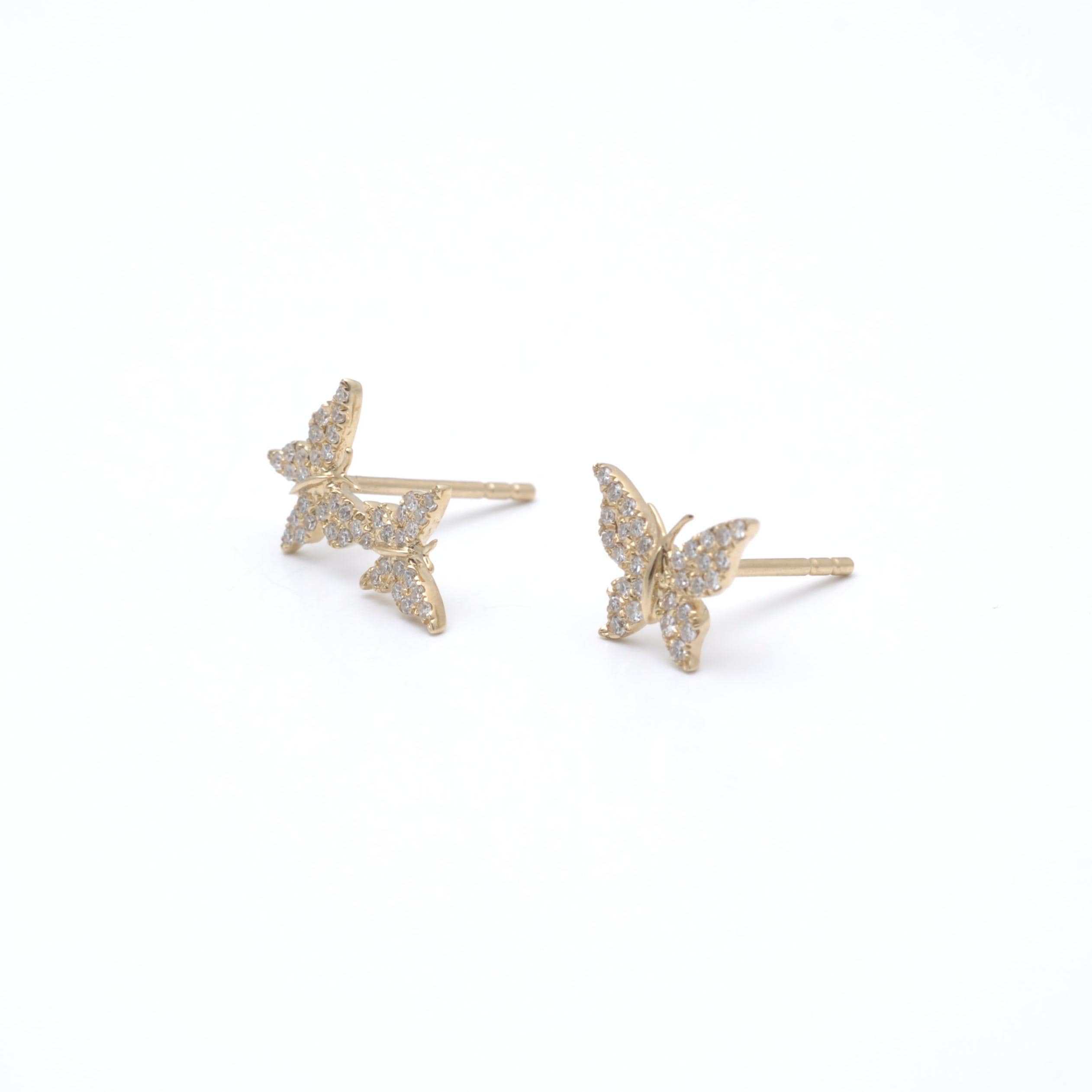 Amazing Grace EARRINGS Diamond Pave Single and Double Butterfly Studs