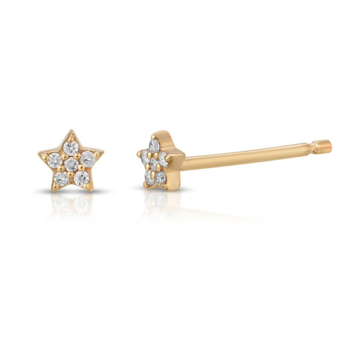 CLA EARRINGS Diamond Pave Star Gold Studs