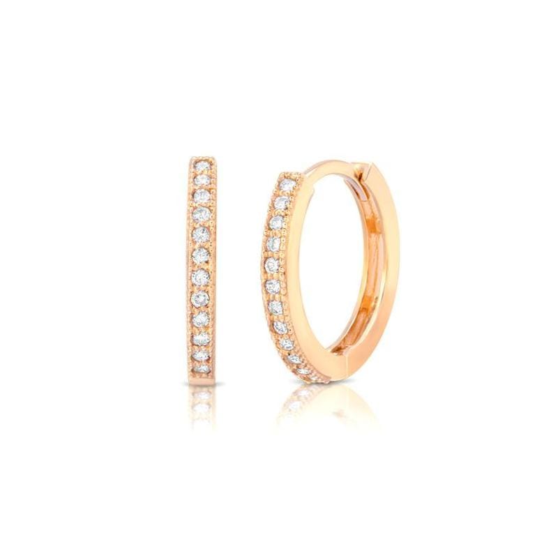 CLA EARRINGS Diamond Rose Gold Huggies