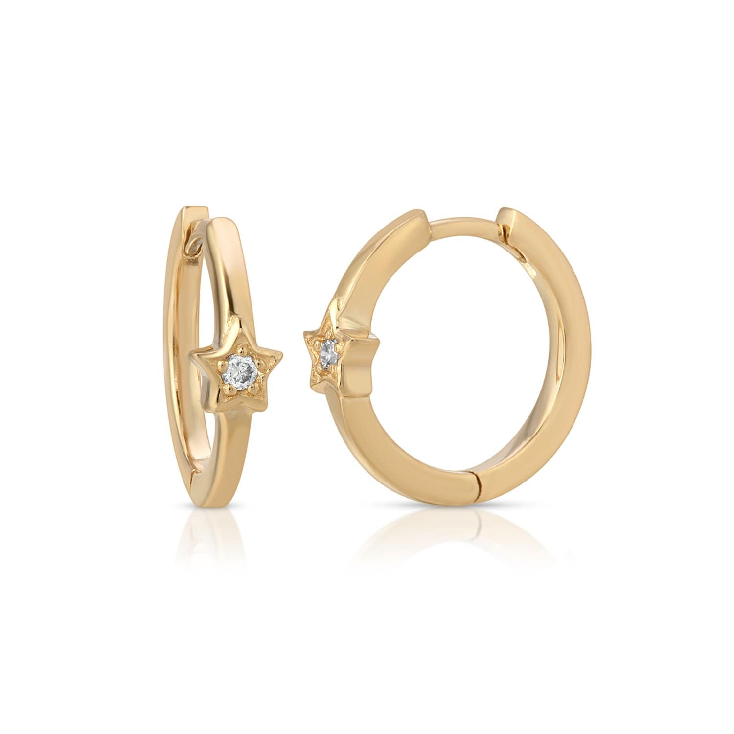 CLA EARRINGS Diamond Star Yellow Gold Huggies