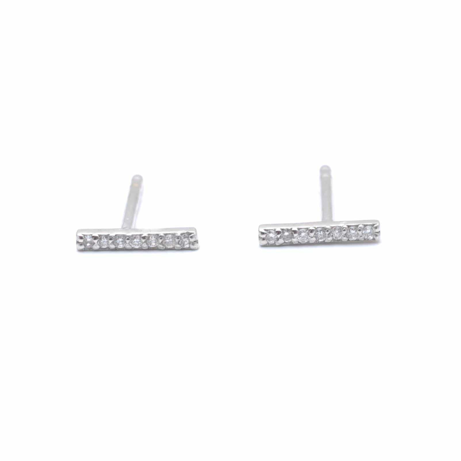 CLA EARRINGS Diamond White Gold Pave Bar Suds