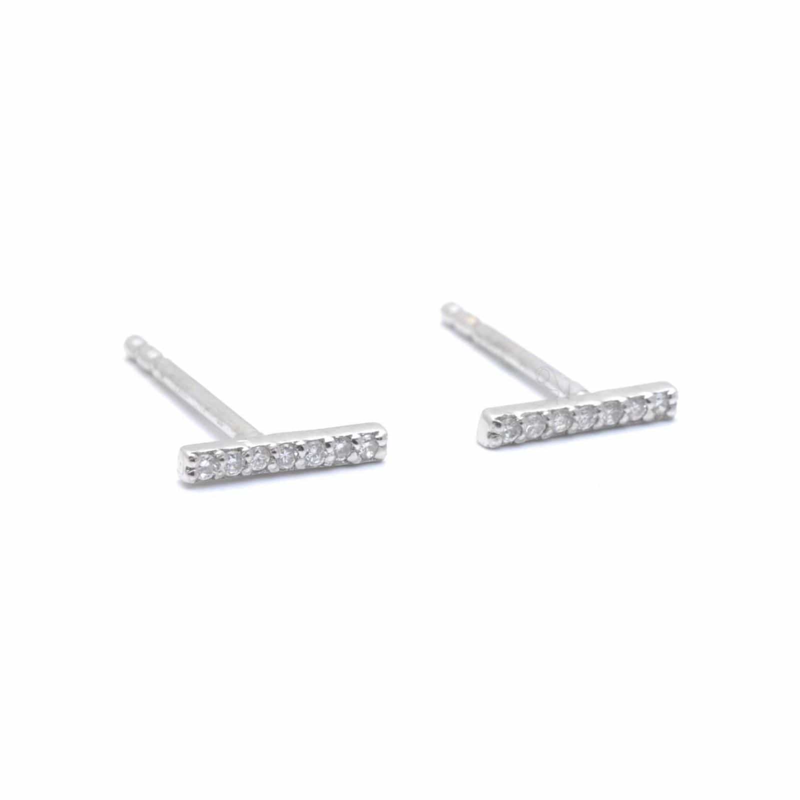 CLA EARRINGS Diamond White Gold Pave Bar Suds