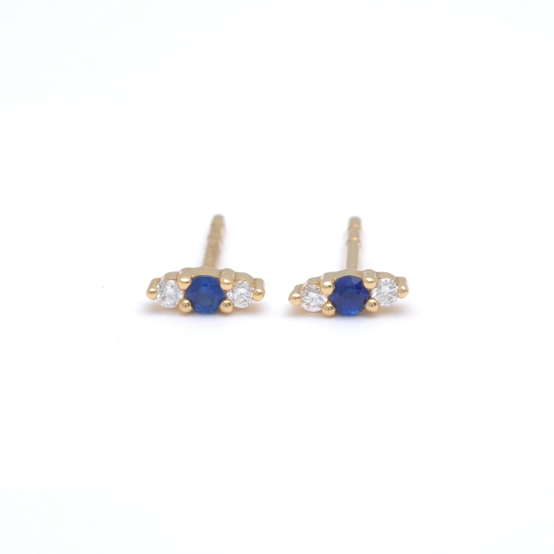 Amazing Grace EARRINGS Evil Eye Blue Sapphire and Diamond Stud