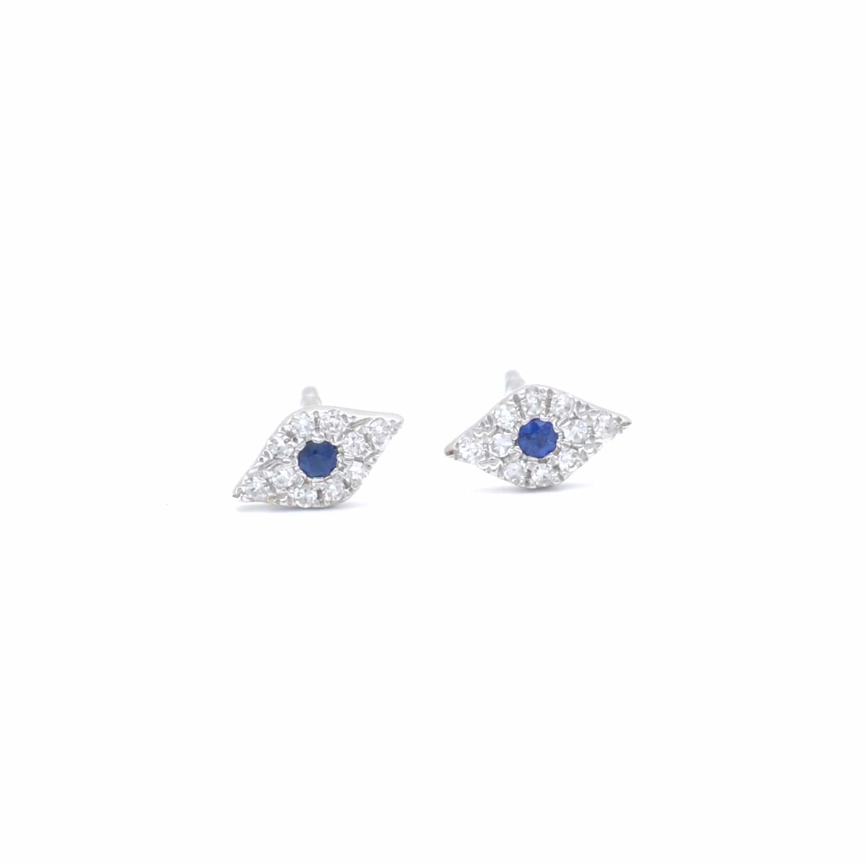 Amazing Grace EARRINGS Evil Eye Diamond Sapphire White Gold Studs