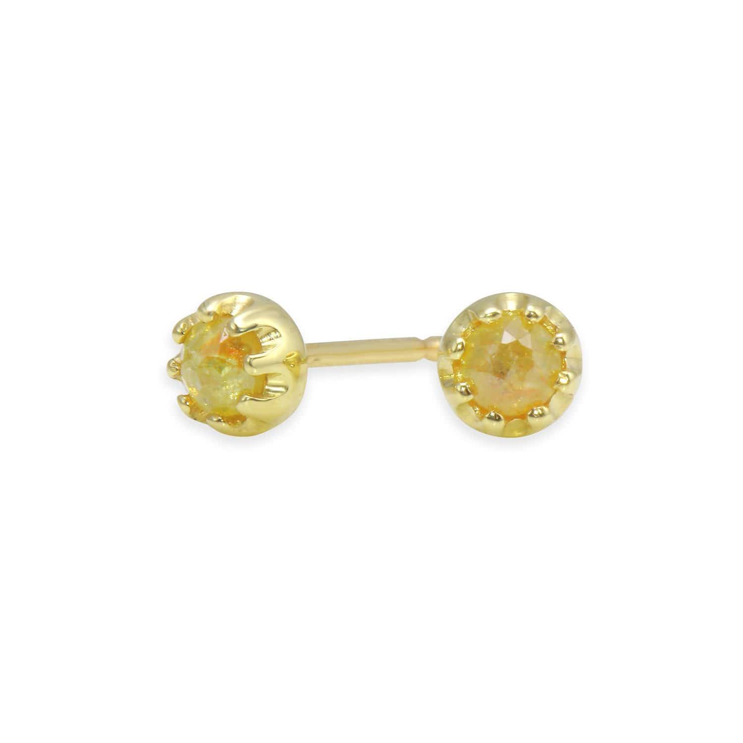 Amanda Lockrow EARRINGS Fancy Yellow Diamond Rosecut Tiny Studs