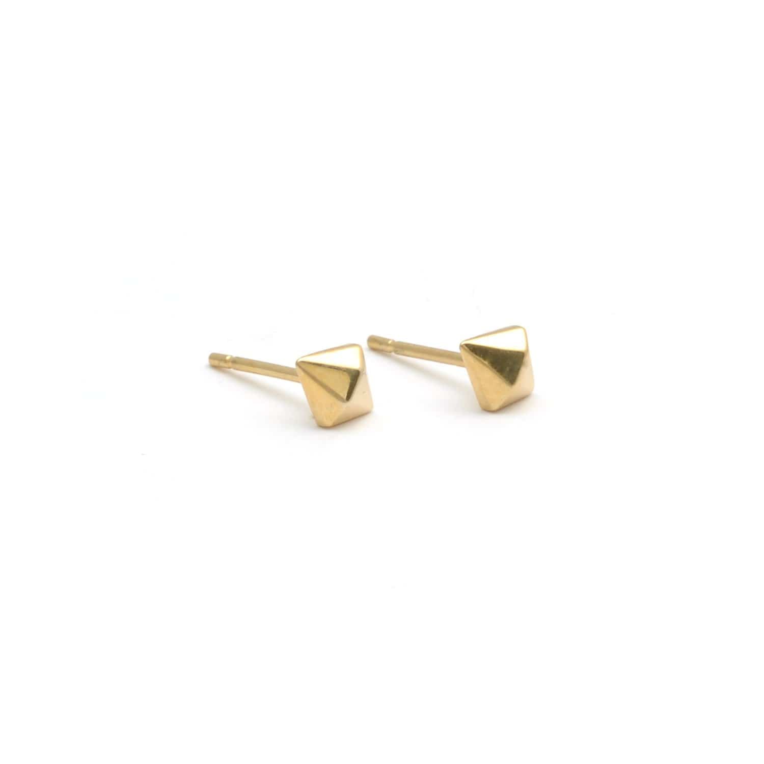 Curated Los Angeles EARRINGS Geometric Yellow Gold Diamond Shape Studs